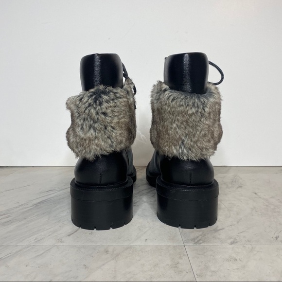 New! Botkier Madigan Suede Fur Lace Up Gray Boot 8.5 - Picture 3 of 13